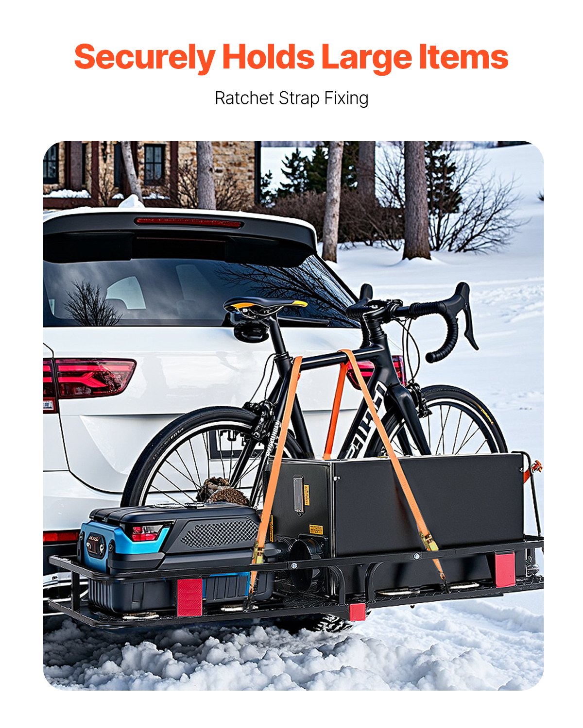 53" x 19" x 5", Hitch Cargo Carrier, 500 lbs Capacity Hitch Cargo Carrier with Hitch Stabilizer & Ratchet Straps, Hitch Mount Cargo Carrier with Cargo Net with Hook, Fit for SUVs
