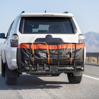 Hitch Mount Cargo Carrier, 1460 x 860 x 650 mm Folding Rear Luggage Rack Basket with Waterproof Cargo Bag, 227kg Capacity High-Strength Steel Hitch Cargo Carrier Fits 2" Receiver for SUV Pickups