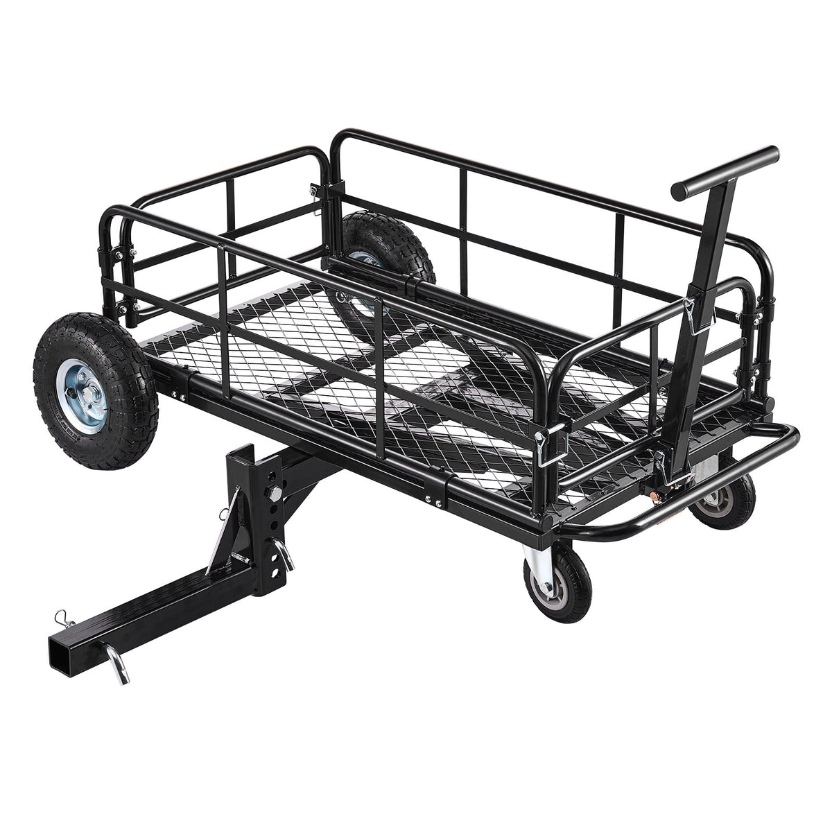 Hitch Mount Cargo Carrier on Wheels, 920 x 541 x 300 mm, 2-in-1 Folding Rear Luggage Rack Basket & Cargo Cart with Hitch Stabilizer, Fits 2" Receiver for SUV Pickups, 181KG Load Capacity