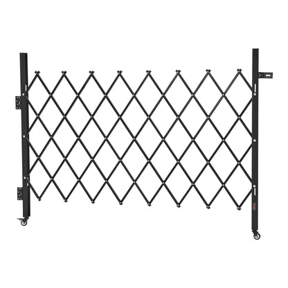Single Folding Security Gate, Lockable Scissor Gate with 360° Swivel Casters, Outdoor Barricade Steel Retractable Gates, for Entry Security, Garage, Warehouse & Pool, 1700 x 1310 mm (W x H)