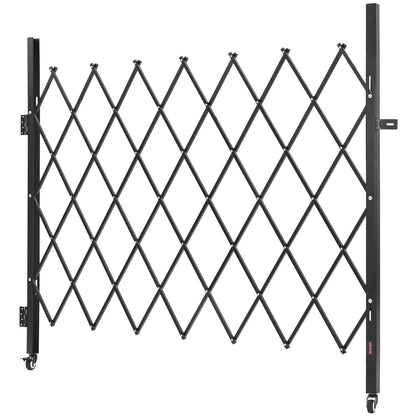 Single Folding Security Gate, Lockable Scissor Gate with 360° Swivel Casters, Outdoor Barricade Steel Retractable Gates, for Entry Security, Garage, Warehouse & Pool, 1800 x 1610 mm (W x H)