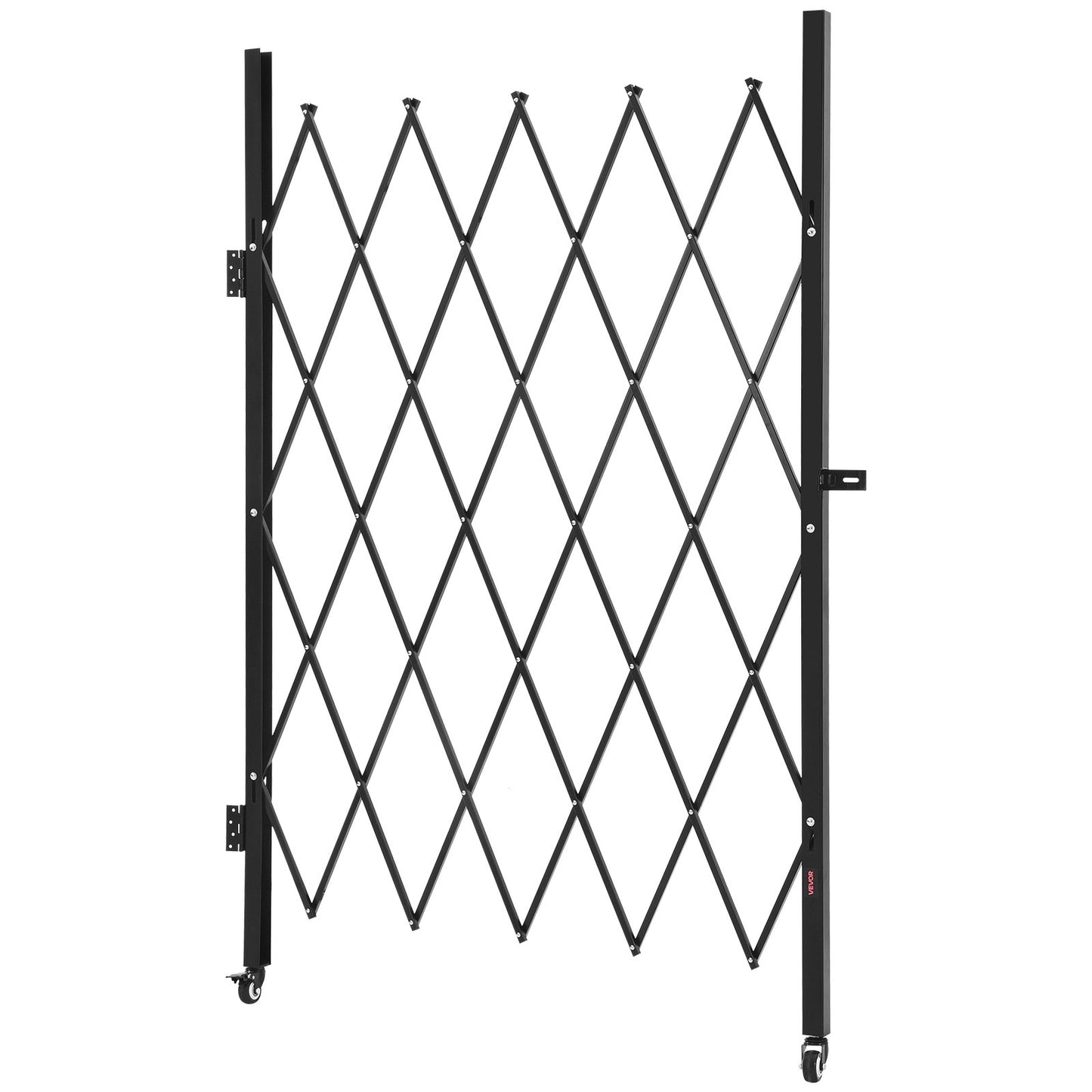 Single Folding Security Gate, Lockable Scissor Gate with 360° Swivel Casters, Outdoor Barricade Steel Retractable Gates, for Entry Security, Garage, Warehouse & Pool, 1260 x 1975 mm (W x H)