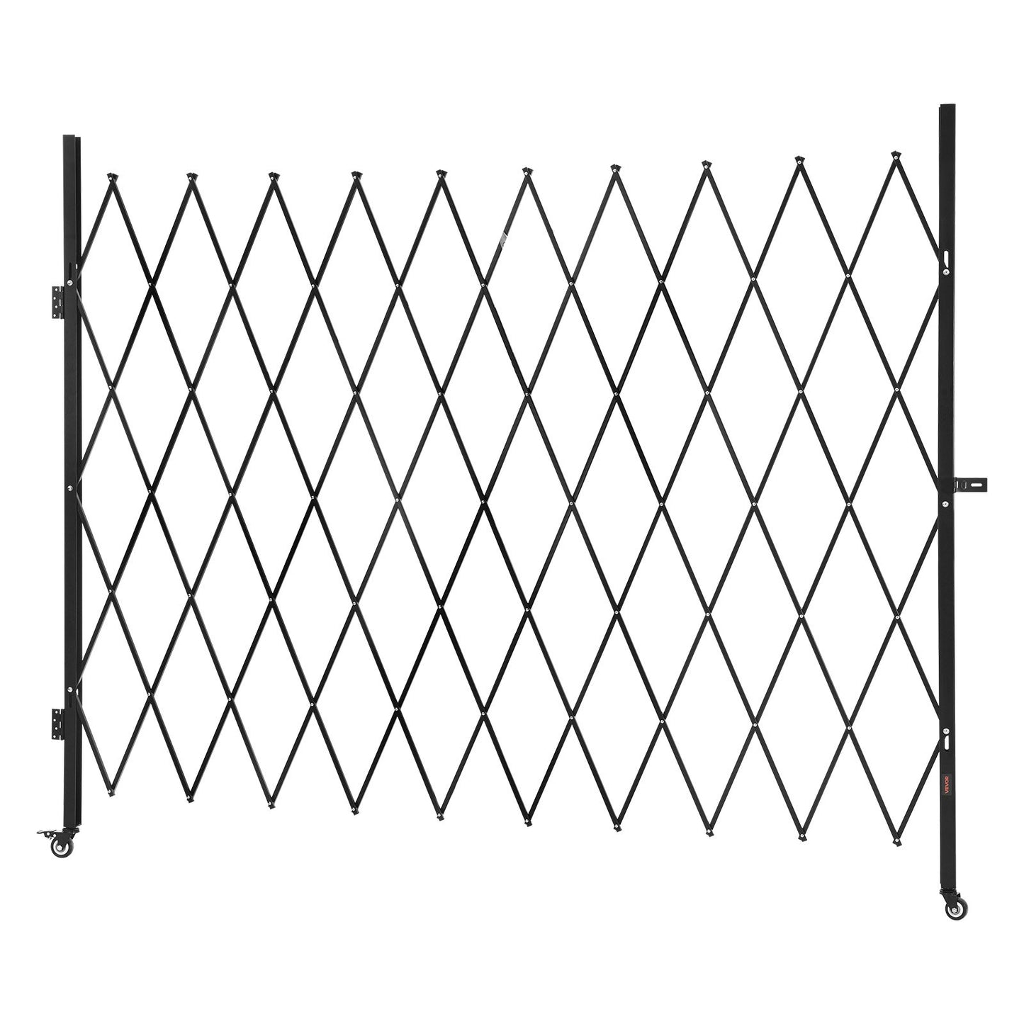 Single Folding Security Gate, Lockable Scissor Gate with 360° Swivel Casters, Outdoor Barricade Steel Retractable Gates, for Entry Security, Garage, Warehouse & Pool, 2400 x 2205 mm (W x H)
