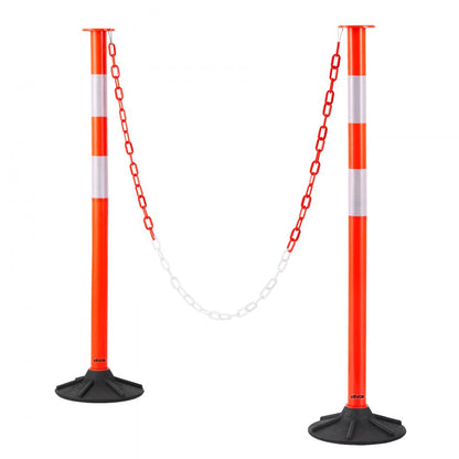 2 Packs Traffic Delineator Posts 871mm Safety Cones Weighted Base & Chains