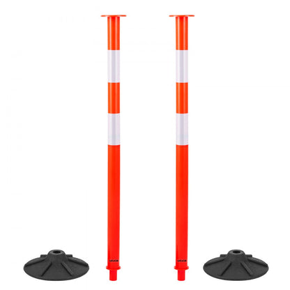 2 Packs Traffic Delineator Posts 871mm Safety Cones Weighted Base & Chains