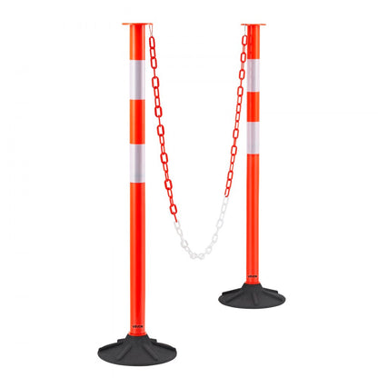 2 Packs Traffic Delineator Posts 871mm Safety Cones Weighted Base & Chains