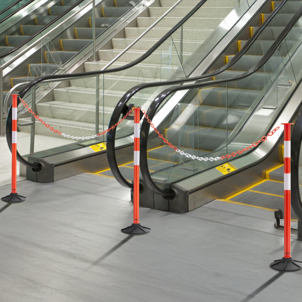 2 Pack Traffic Delineator Posts, 871 mm Traffic Safety Cones with Weighted Base, Reflective Strips and Chain, Heavy Duty