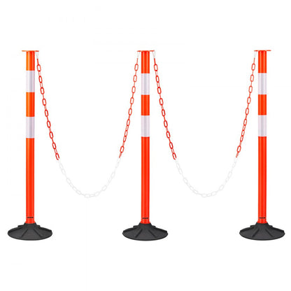 2 Pack Traffic Delineator Posts, 871 mm Traffic Safety Cones with Weighted Base, Reflective Strips and Chain, Heavy Duty