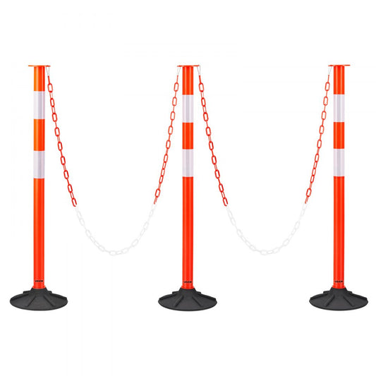 2 Pack Traffic Delineator Posts, 871 mm Traffic Safety Cones with Weighted Base, Reflective Strips and Chain, Heavy Duty