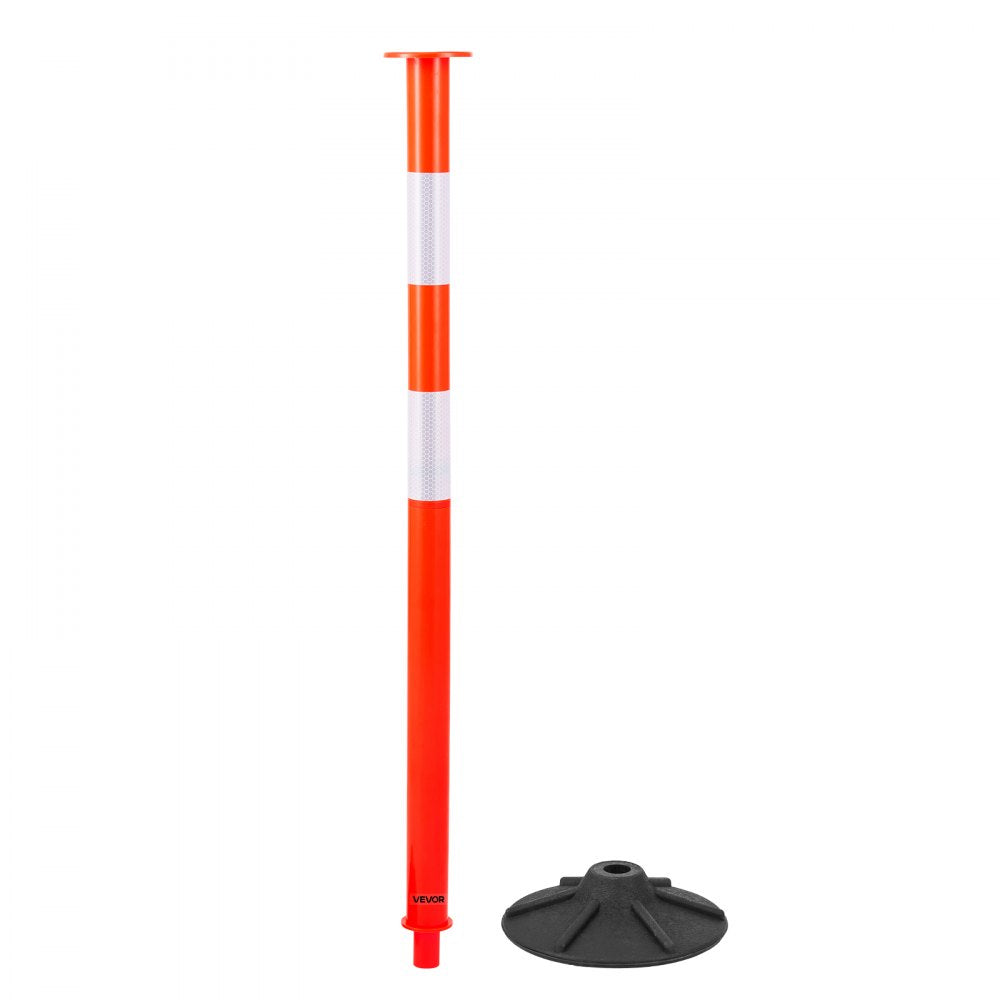 2 Pack Traffic Delineator Posts, 871 mm Traffic Safety Cones with Weighted Base, Reflective Strips and Chain, Heavy Duty