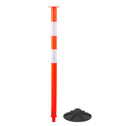 2 Pack Traffic Delineator Posts, 871 mm Traffic Safety Cones with Weighted Base, Reflective Strips and Chain, Heavy Duty
