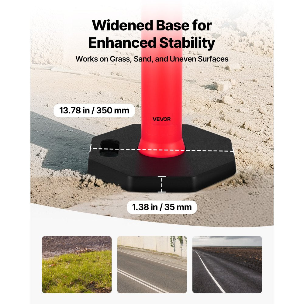 9 Pack Traffic Delineator Posts 1140 mm Traffic Safety Cones Weighted Base