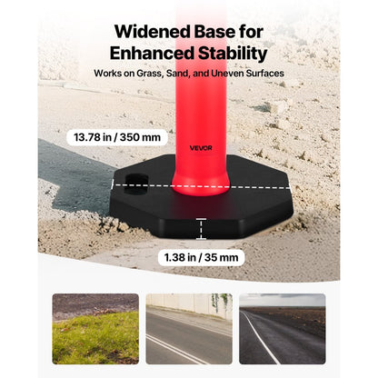 9 Pack Traffic Delineator Posts 1140 mm Traffic Safety Cones Weighted Base