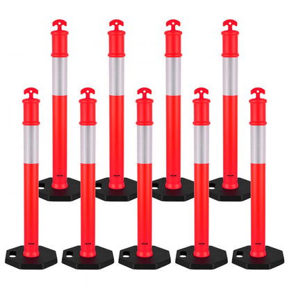 9 Pack Traffic Delineator Posts 1140 mm Traffic Safety Cones Weighted Base