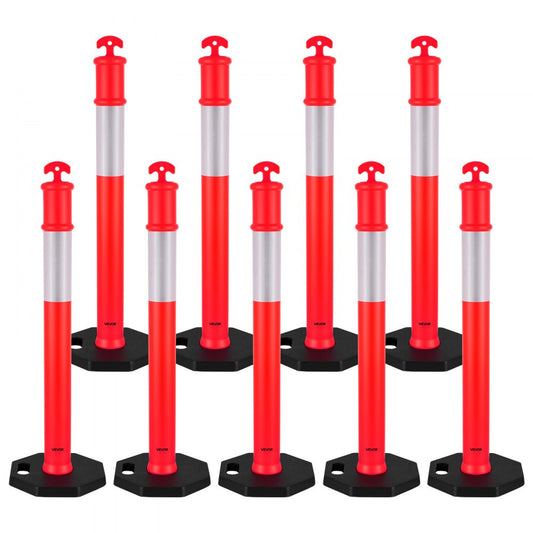 9 Pack Traffic Delineator Posts 1140 mm Traffic Safety Cones Weighted Base