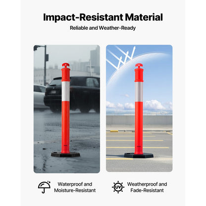 3 Pack Traffic Delineator Posts 1140 mm Traffic Safety Cones Weighted Base