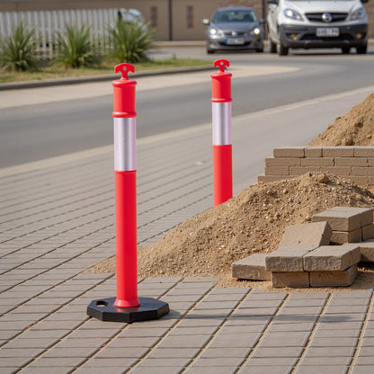3 Pack Traffic Delineator Posts 1140 mm Traffic Safety Cones Weighted Base