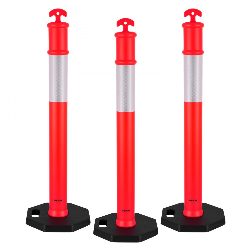 3 Pack Traffic Delineator Posts 1140 mm Traffic Safety Cones Weighted Base