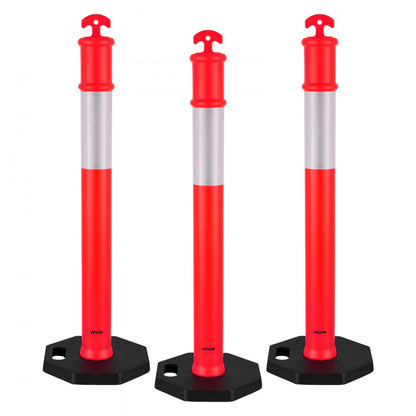 3 Pack Traffic Delineator Posts 1140 mm Traffic Safety Cones Weighted Base