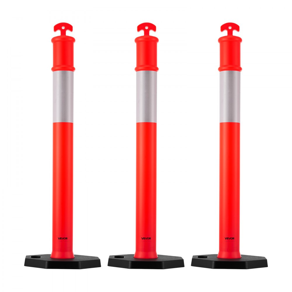 3 Pack Traffic Delineator Posts 1140 mm Traffic Safety Cones Weighted Base
