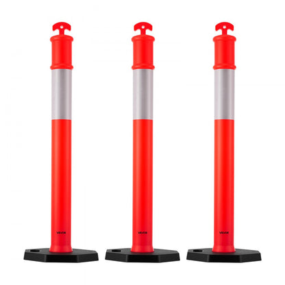 3 Pack Traffic Delineator Posts 1140 mm Traffic Safety Cones Weighted Base