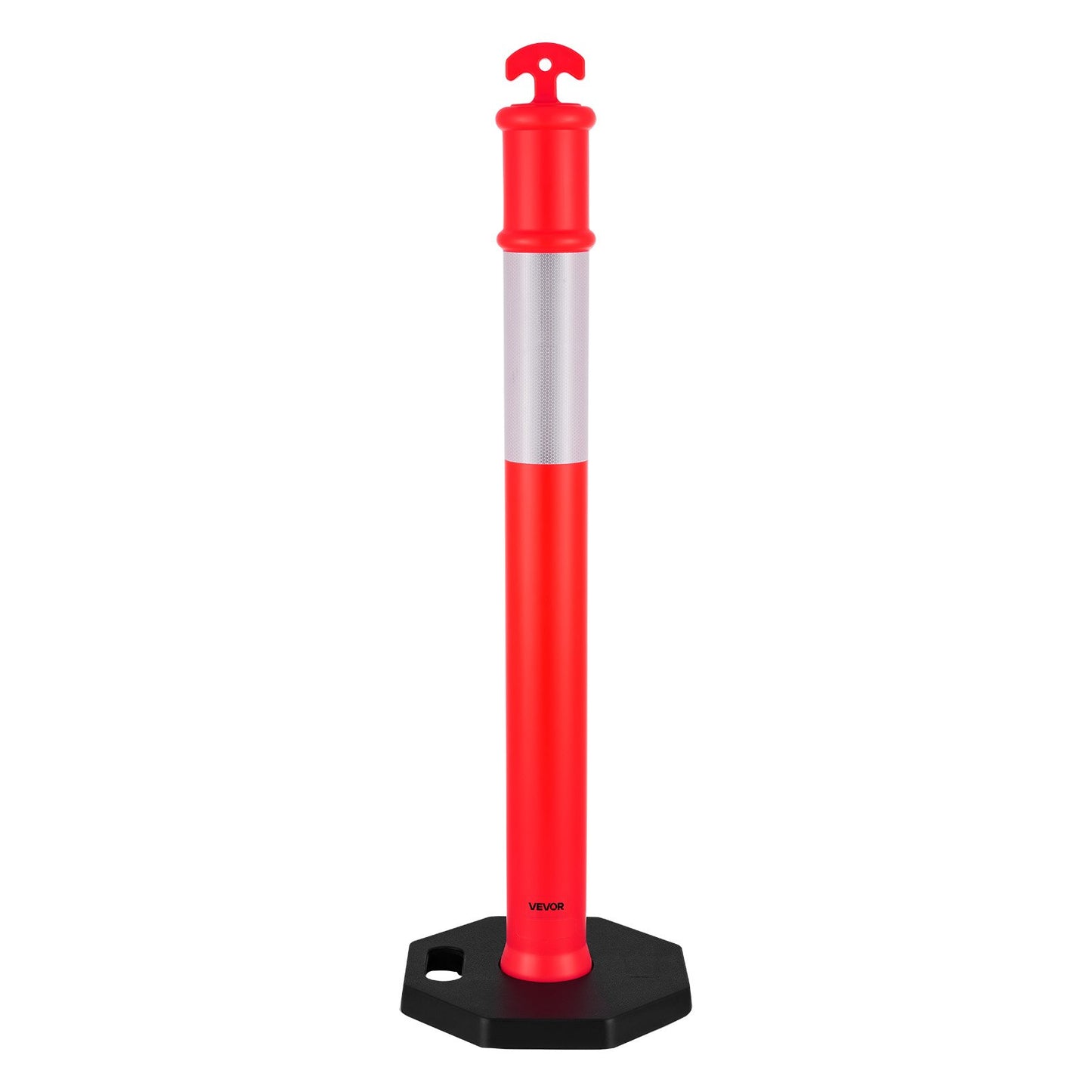 2 Pack Traffic Delineator Posts, 1140 mm Traffic Safety Cones with Weighted Base and Reflective Strips, Heavy Duty Delineator Posts for Construction Site, Parking Lot, Crowd Control, Red