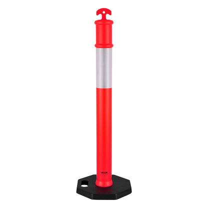 2 Pack Traffic Delineator Posts, 1140 mm Traffic Safety Cones with Weighted Base and Reflective Strips, Heavy Duty Delineator Posts for Construction Site, Parking Lot, Crowd Control, Red