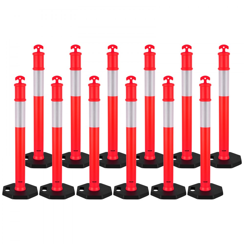 12 Pack Traffic Delineator Posts 1140mm Traffic Safety Cones Weighted Base