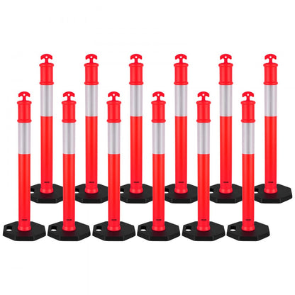 12 Pack Traffic Delineator Posts 1140mm Traffic Safety Cones Weighted Base