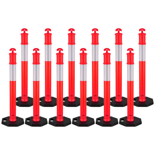 12 Pack Traffic Delineator Posts 1140mm Traffic Safety Cones Weighted Base