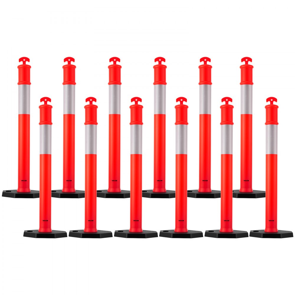 12 Pack Traffic Delineator Posts 1140mm Traffic Safety Cones Weighted Base