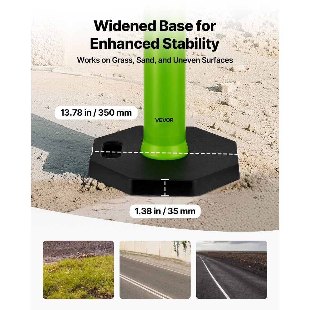 3 Packs Traffic Delineator Posts 1140 mm Safety Cones Weighted Base Green