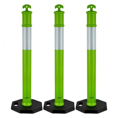 3 Packs Traffic Delineator Posts 1140 mm Safety Cones Weighted Base Green
