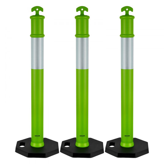 3 Packs Traffic Delineator Posts 1140 mm Safety Cones Weighted Base Green