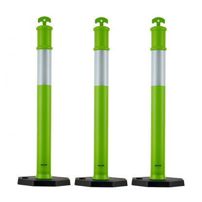 3 Packs Traffic Delineator Posts 1140 mm Safety Cones Weighted Base Green
