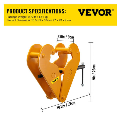 1 Ton Capacity Heavy Duty Steel Beam Clamp, 0.075-0.22 Meter Opening Range