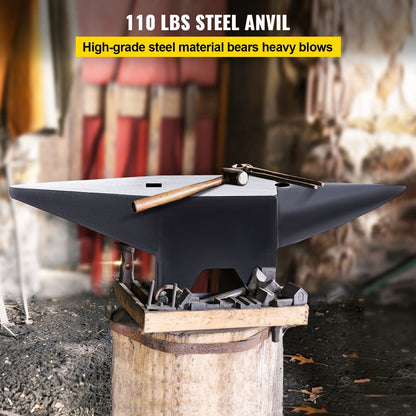 50kg Steel Round Horn Anvil with Dual Holes for Metalwork and Forging
