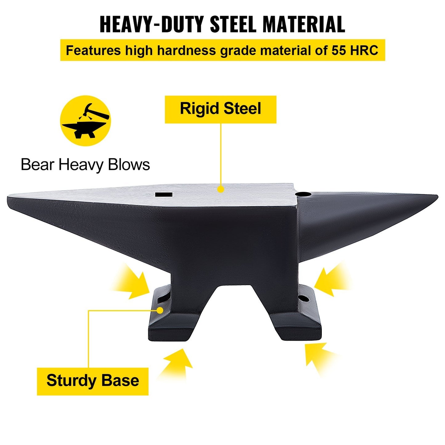 50kg Steel Round Horn Anvil with Dual Holes for Metalwork and Forging