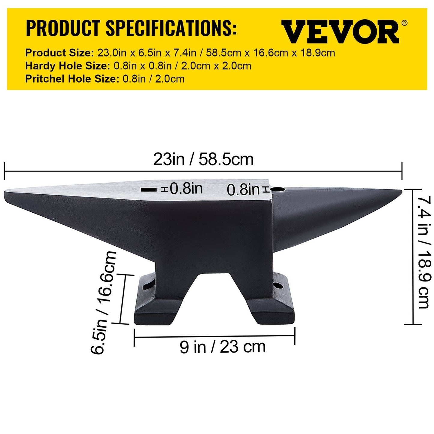 50kg Steel Round Horn Anvil with Dual Holes for Metalwork and Forging
