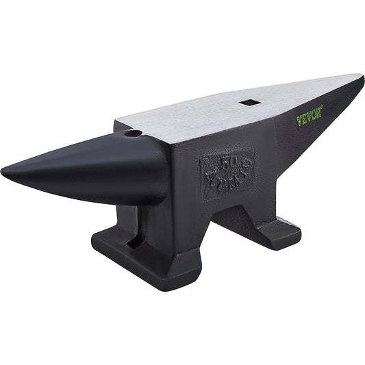 VEVOR Blacksmith Anvil Steel Round Horn Anvil 110lb 50kg 2 Holes for Metal Work