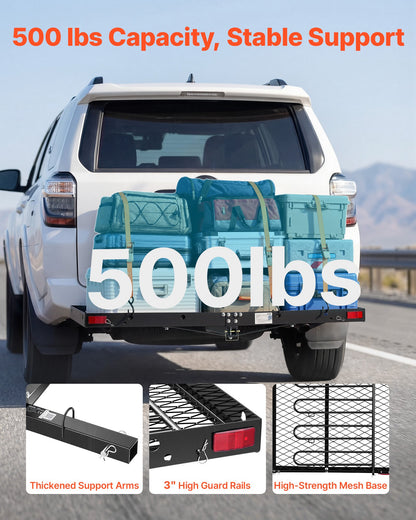Hitch Cargo Carrier with Bike Racks, 1580 x 685 x 80 mm Hitch Mount Cargo Carrier for up to 4 Mountain Bikes, 227KG Capacity High-Strength Rear Luggage Basket Fits 2" Receiver for SUV Pickups
