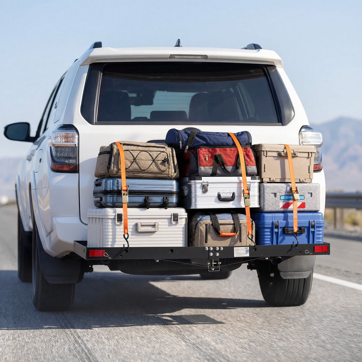 Hitch Cargo Carrier with Bike Racks, 1580 x 685 x 80 mm Hitch Mount Cargo Carrier for up to 4 Mountain Bikes, 227KG Capacity High-Strength Rear Luggage Basket Fits 2" Receiver for SUV Pickups