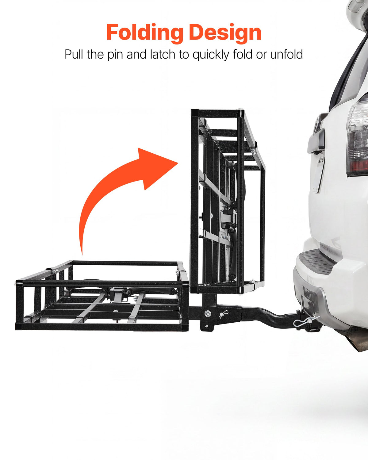 Hitch Cargo Carrier Bike Rack, 1672 x 500 x 145 mm Folding Hitch Mount Cargo Carrier for 2 Fat Tire/Mountain Bikes, 227KG Capacity High-Strength Luggage Basket Fits 2" Receiver for SUV Pickups
