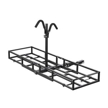 Hitch Cargo Carrier Bike Rack, 1672 x 500 x 145 mm Folding Hitch Mount Cargo Carrier for 2 Fat Tire/Mountain Bikes, 227KG Capacity High-Strength Luggage Basket Fits 2" Receiver for SUV Pickups