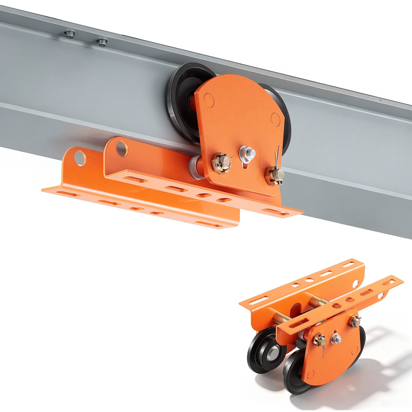 Electric Hoist Manual Trolley, 1 Ton Load Capacity for PA600 PA700 PA800 PA900 PA1000, Push Beam Trolley with Dual Wheels, 68-110 mm Adjustable Beam Flange Width for Straight & Curved I-Beam