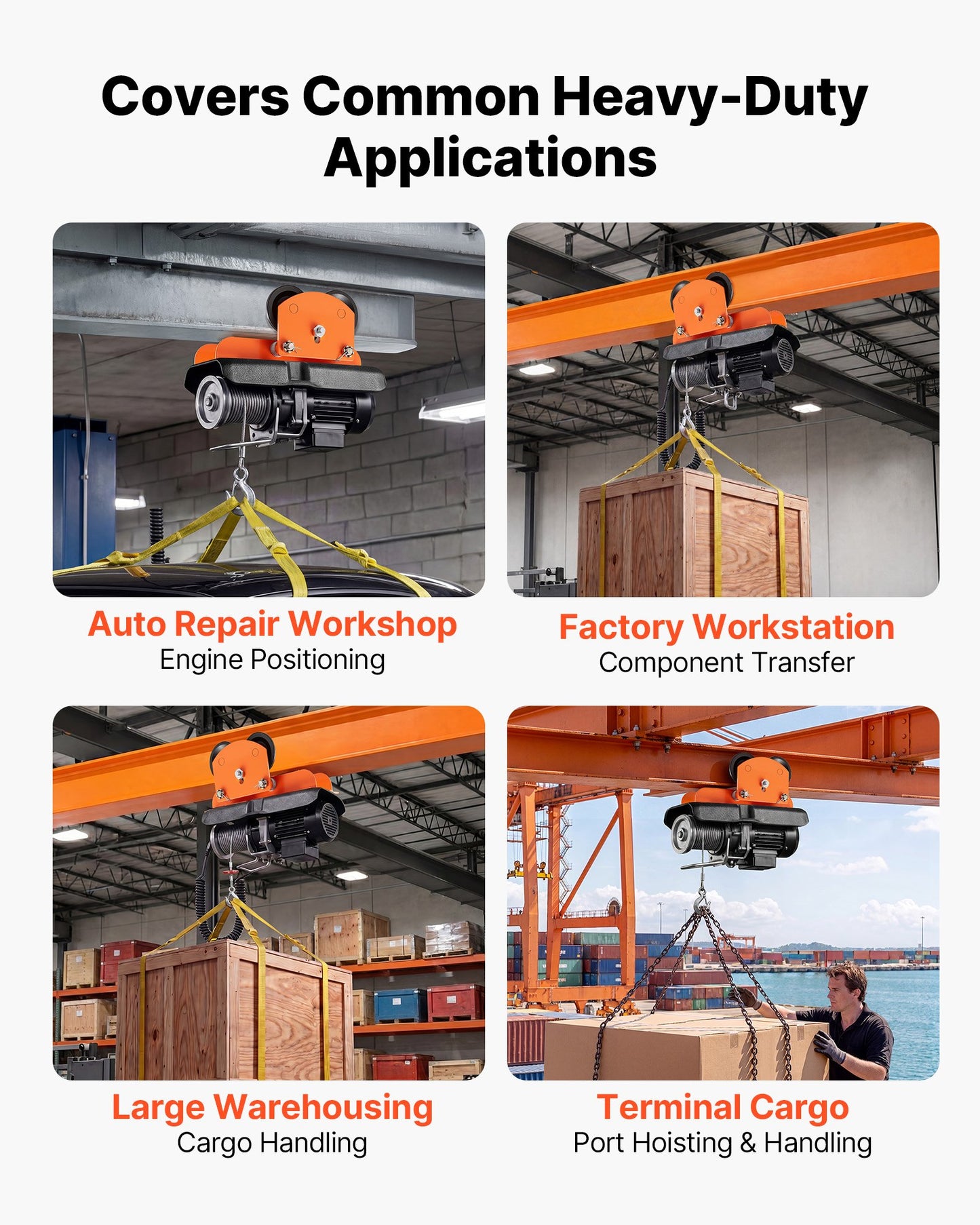 Electric Hoist Manual Trolley, 0.5 Ton Load Capacity for PA200 PA250 PA300 PA400 PA500, Push Beam Trolley with Dual Wheels, 68-110 mm Adjustable Beam Flange Width for Straight & Curved I-Beam