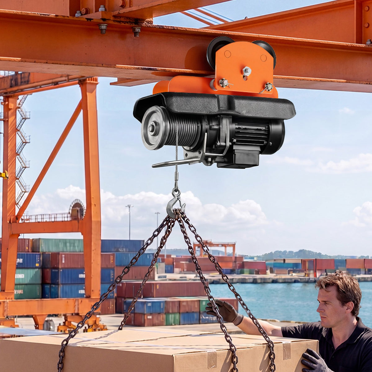Electric Hoist Manual Trolley, 0.5 Ton Load Capacity for PA200 PA250 PA300 PA400 PA500, Push Beam Trolley with Dual Wheels, 68-110 mm Adjustable Beam Flange Width for Straight & Curved I-Beam