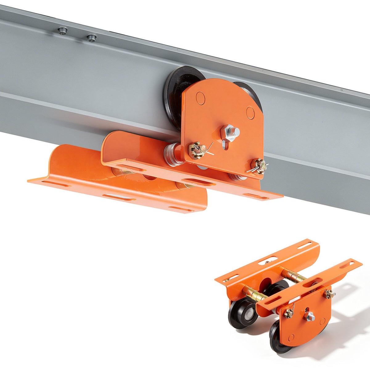 Electric Hoist Manual Trolley, 0.5 Ton Load Capacity for PA200 PA250 PA300 PA400 PA500, Push Beam Trolley with Dual Wheels, 68-110 mm Adjustable Beam Flange Width for Straight & Curved I-Beam