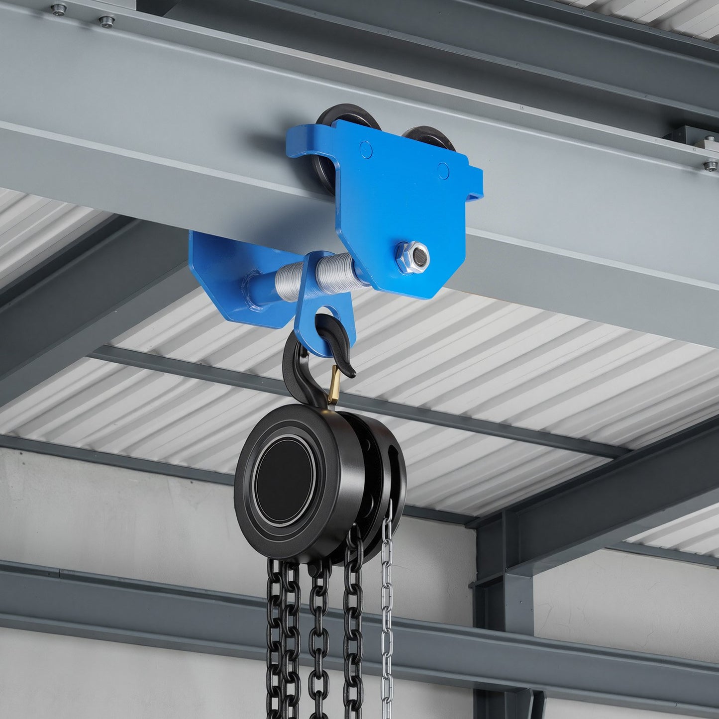 Manual Trolley, 0.5 Ton Load Capacity, Push Beam Trolley with Dual Wheels, Adjustable for I-Beam Flange Width 53 mm to 140 mm, Heavy Duty Carbon Steel Garage Hoist for Straight & Curved I Beam