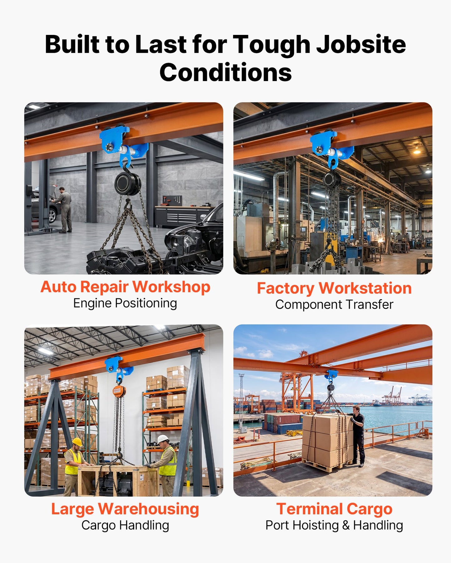 Manual Trolley, 2 Ton Load Capacity, Push Beam Trolley with Dual Wheels, Adjustable for I-Beam Flange Width 61 mm to 178 mm, Heavy Duty Carbon Steel Garage Hoist for Straight & Curved I Beam